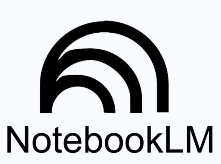 구글의 AI 기반 지식 정리 도구인 노트북LM(NotebookLM)의 공식 로고 이미지입니다. 세 개의 무지개 형태의 곡선이 겹쳐진 검은색 심볼 아래에 'NotebookLM'이라는 서비스명이 깔끔한 산세리프체로 적혀 있는 모습입니다.