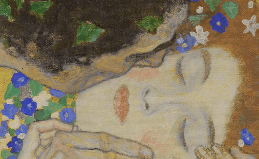 구글 아트앤컬쳐의 아트 줌 기능을 통해 구스타프 클림트의 명화 키스를 초고해상도로 확대한 모습. 캔버스의 질감과 화가의 섬세한 붓 터치가 생생하게 보이는 장면